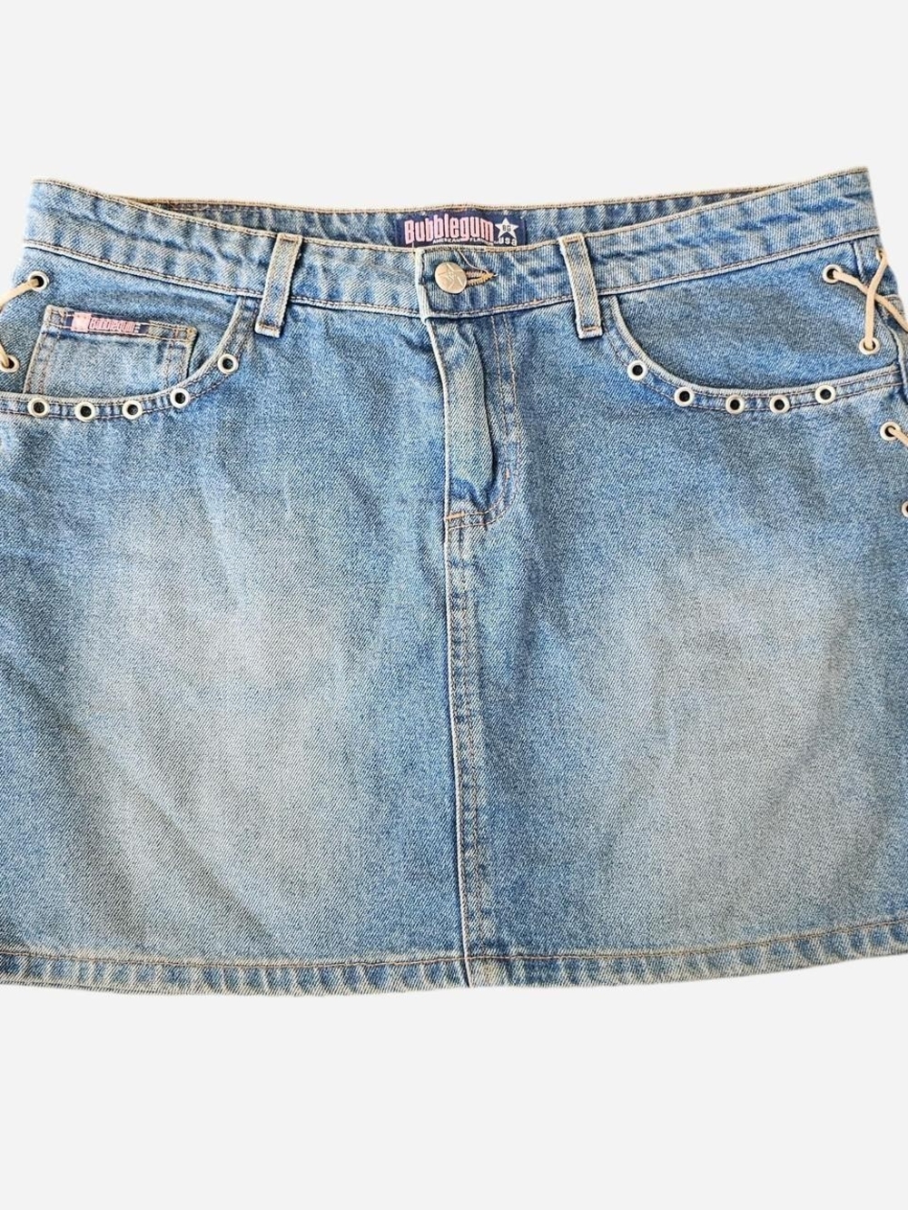 Bubblegum Blue Denim Mini Skirt